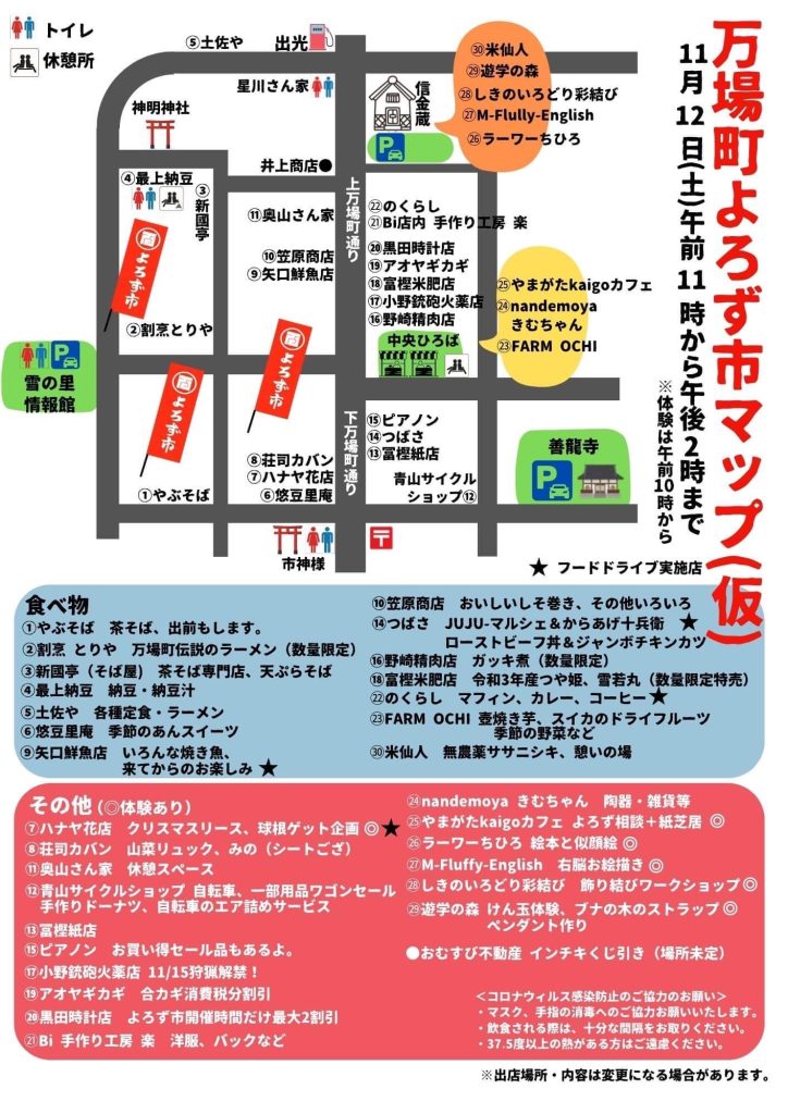 万場町よろず市のマップ